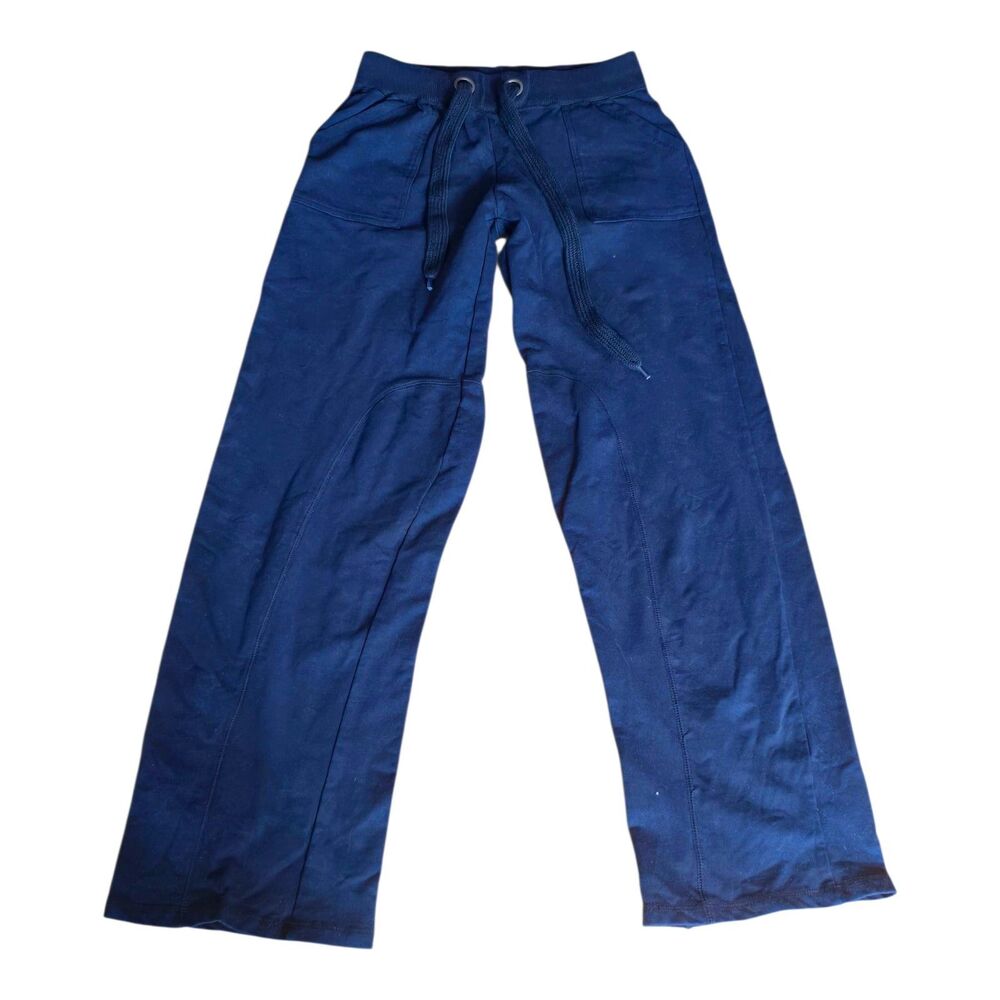 Poof Apparel Navy Wide Leg Utility Pants Large Cotton Spandex Stretch Drawstring
